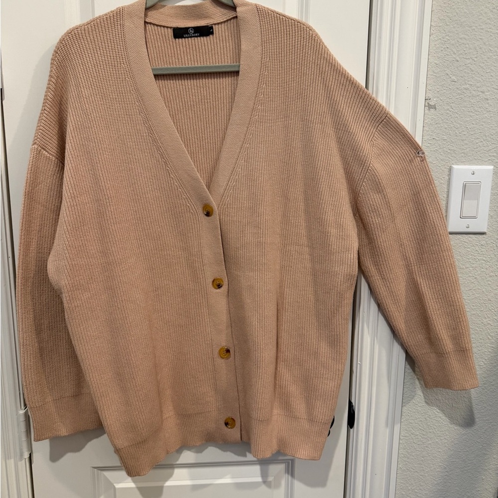 Elegant Tan Button-Up Cardigan